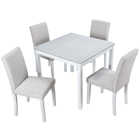 Dining Table Set With Crystal Decoration And Upholstered Chairs HouseOfZazla
