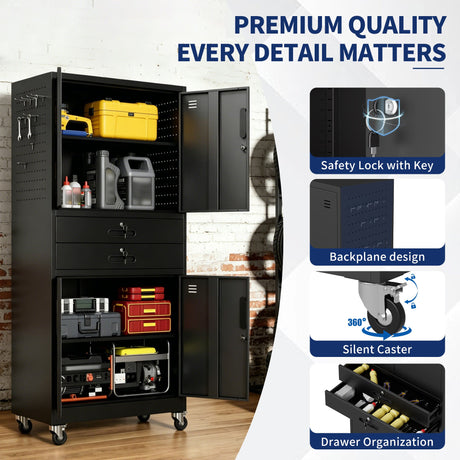 Metal Storage Cabinet with Two Drawers and Locking Doors HouseOfZazla