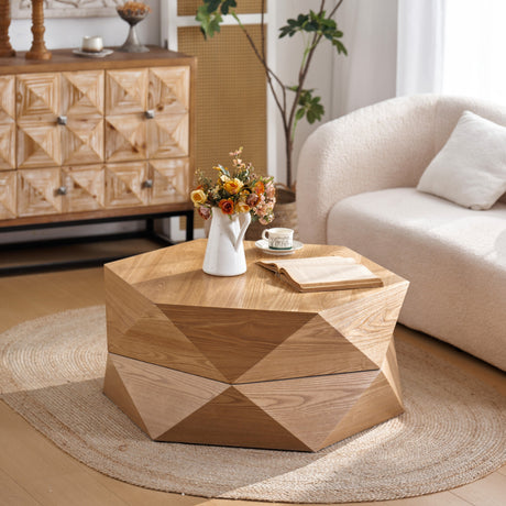 36.61'' Retro Style Polygon Flip Top Coffee Table HouseOfZazla