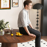 47 Inch Round MDF Dining Table for 4, Modern Farmhouse Style