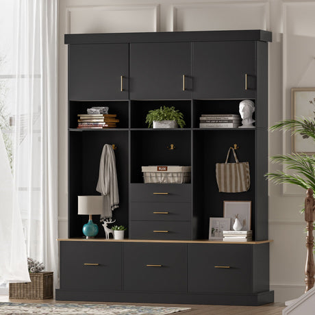 Entryway Hall Tree With Bench And Storage, 5 In 1 Coat Rack HouseOfZazla