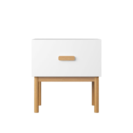 Nightstand With Drawer, Minimalist Bedside Table With Handle For Bedroom - White HouseOfZazla