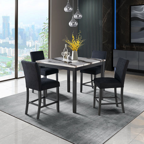 Leoncia - Bar Table And 4 Bar Stools - Espresso / White HouseOfZazla