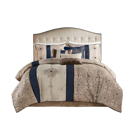 Cal King 7 Piece Jacquard Comforter Set with Throw Pillows HouseOfZazla