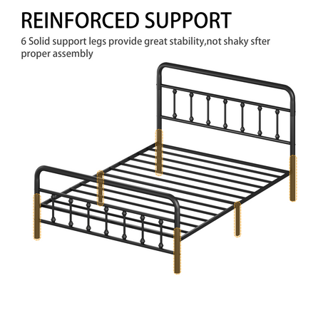 Metal Full Size Bed Frame with Headboard and Under Bed Storage HouseOfZazla