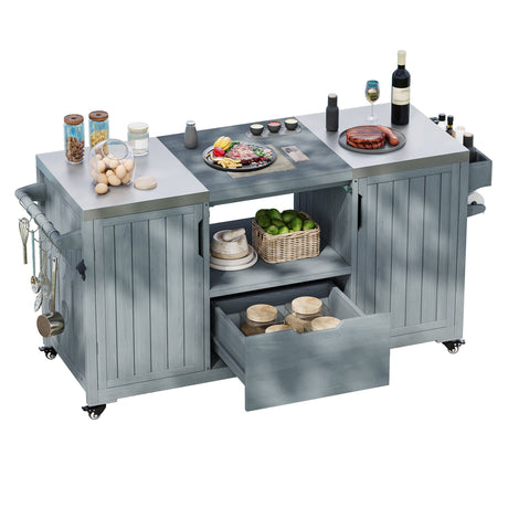 K&K 66.5" Outdoor Kitchen Island for Big Green Egg Grills HouseOfZazla