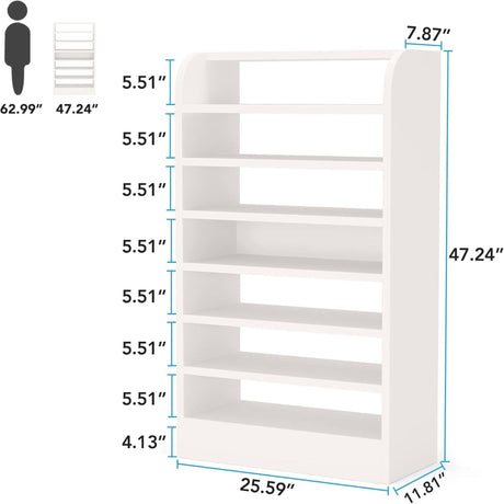 8 Tier Tall Shoe Rack, Wooden Shoe Storage Cabinet, Entryway Organizer - White HouseOfZazla