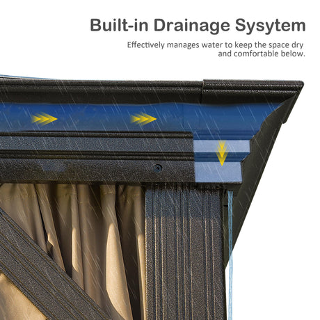 12' x 16' Hardtop Gazebo Outdoor Aluminum Gazebo with Double Canopy HouseOfZazla
