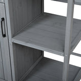 Outdoor Kitchen Island Fir Wood Prep Station with Stainless Steel Top