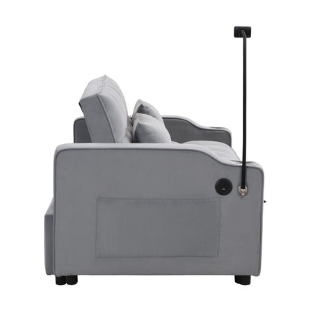 Modern Loveseat Futon Sofa With Pullout Bed, Adjustable Reclining Backrest, Toss Pillows HouseOfZazla