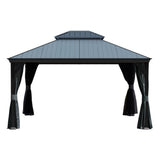 12'x14' Hardtop Gazebo with Resin Roof and Drainage Gutters