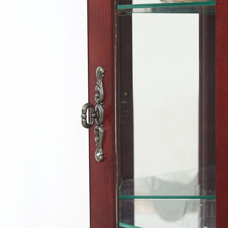 Corner Curio Cabinet With Lights, Adjustable Tempered Glass Shelves, Mirrored Back, Display Cabinet (E26 Light Bulb Not Included) HouseOfZazla