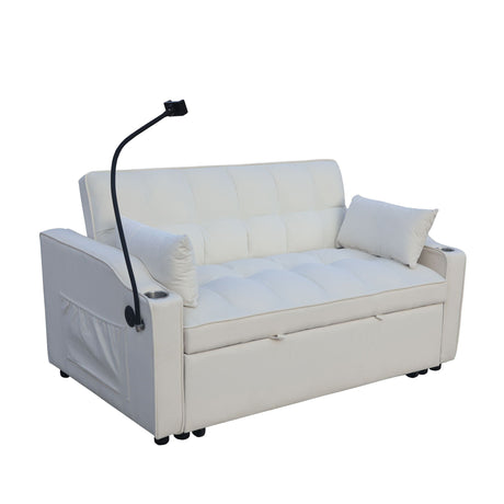 Modern Loveseat Futon Sofa With Pullout Bed, Adjustable Reclining Backrest, Toss Pillows HouseOfZazla