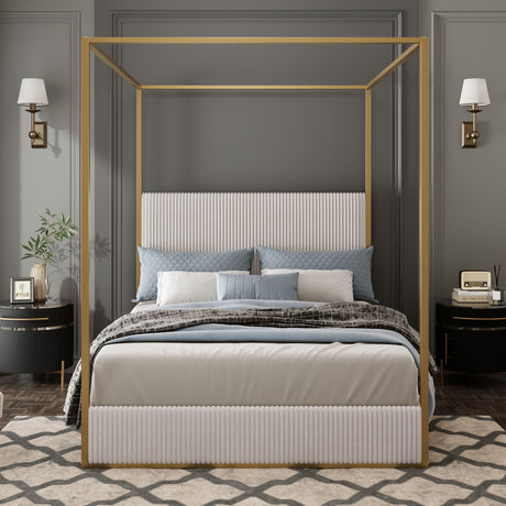 Luxury Canopy Bed With Upholstered Headboard HouseOfZazla