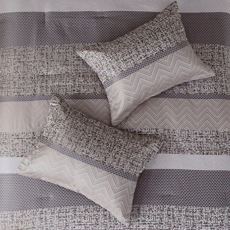 7 Piece Jacquard Comforter Set Grey/Taupe Queen HouseOfZazla