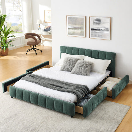 Modern Platform Bed Frame With Thick Fabric HouseOfZazla