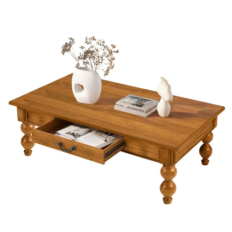 Rectangular Wooden Coffee Table with Storage Drawer HouseOfZazla