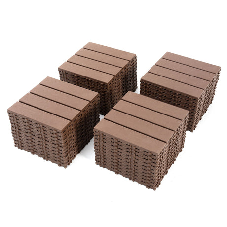 Plastic Interlocking 44 Pack Patio Deck Tiles, Square Waterproof Outdoor All Weather Use HouseOfZazla