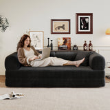 78.8' Compression Sofa,Convertible Floor Sofa Bed-with Pillow Back Support Armrest,Comfy Futon Couch Sleeper Bed,Loveseats Boneless Modular Sectional Sofa,Corduroy fabric,for Living Room,Bedroom,Black