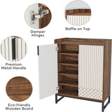 5 Tier Shoe Cabinet With Doors, Compact Entryway Storage Organizer