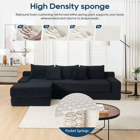 Modern L - Shaped Sectional Couch With Memory Foam HouseOfZazla