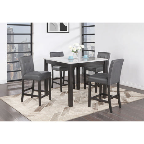 Leon - Bar Table And 4 Bar Stools - Espresso / White HouseOfZazla