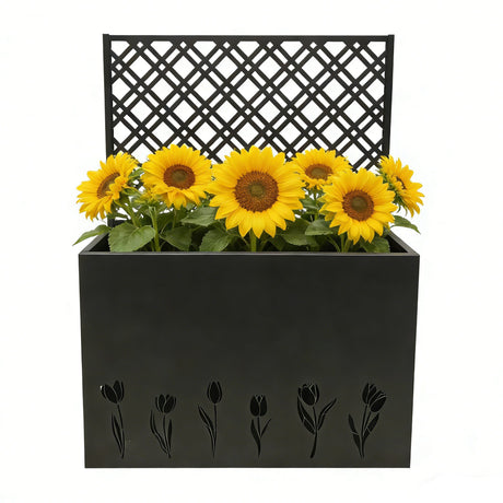 Tall Metal Planter Raised Garden Bed with Trellis HouseOfZazla