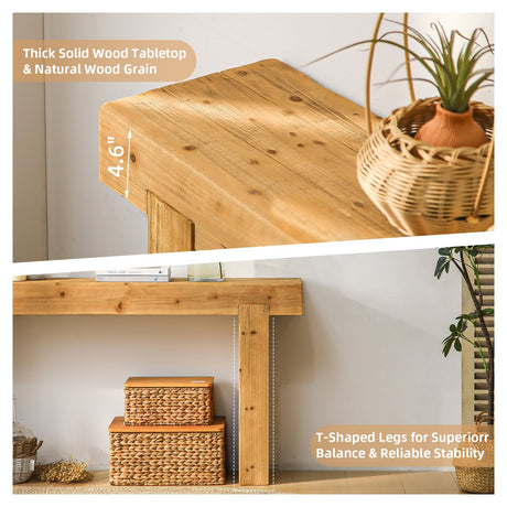 63" Solid Wood Console Table – Rustic Farmhouse Sofa Table HouseOfZazla