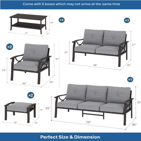 Patio Furniture Set with Coffee Table and Cushions for Backyard HouseOfZazla