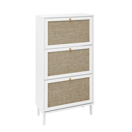 Modern Rattan 3 Door Shoe Rack Cabinet for Entryway HouseOfZazla