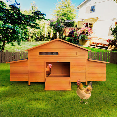 70" Large Wooden Chicken Coop with 2 Nesting Boxes