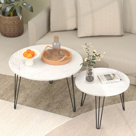 Round Nesting Coffee Table For Living Room (Set of 2) HouseOfZazla