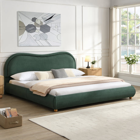 King Size Upholstered Platform Bed Frame with Rounded Corners HouseOfZazla