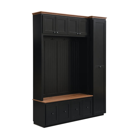 Entryway Hall Tree With Storage Bench, Coat Rack Shoe Bench With Cabinets HouseOfZazla