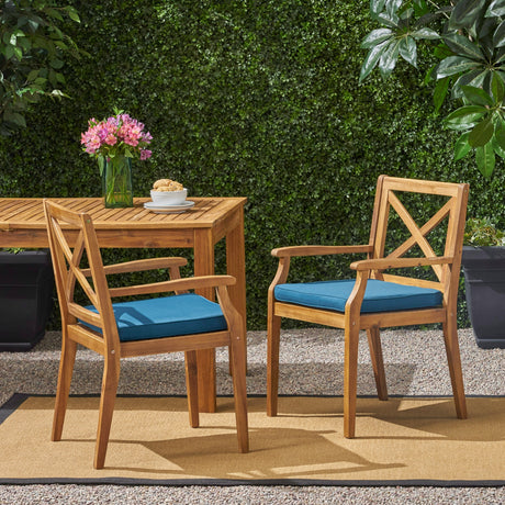 Perla Dining Chair 2pcs with Blue Cushions HouseOfZazla