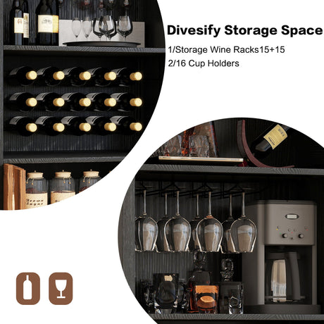 71' Farmhouse Arched Wine Bar Cabinet HouseOfZazla