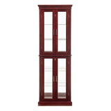 Lighted Curio Cabinet With Adjustable Shelves and Mirrored Back Panel