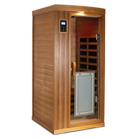 Low EMF One person Far infrared red cedar Deluxe indoor sauna room HouseOfZazla