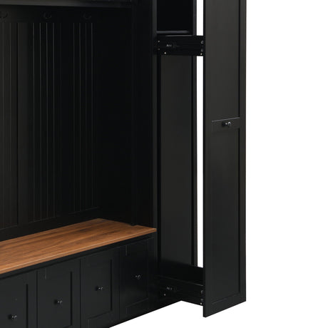 Entryway Hall Tree With Storage Bench, Coat Rack Shoe Bench With Cabinets HouseOfZazla
