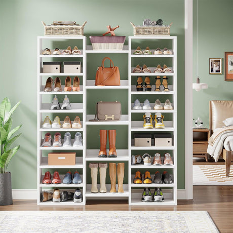 14 Tier Shoe Storage Cabinet With 23 Open Cubbies, 46 Pairs Capacity Entryway Organizer - White HouseOfZazla