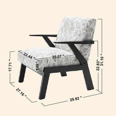 Mid-Century Modern Lounge Armchair - Seat Cushion (Beige + Grey) HouseOfZazla