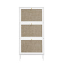 Modern Rattan 3 Door Shoe Rack Cabinet for Entryway HouseOfZazla