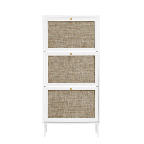 Modern Rattan 3 Door Shoe Rack Cabinet for Entryway HouseOfZazla