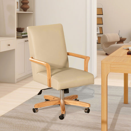 Dumont - Modern Farmhouse High Back Executive Home Office Chair - Neutral Cream Beige / Natural HouseOfZazla