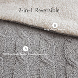 3 Pieces Full/Queen Cable Knit Chenille Comforter Set Gray