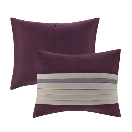 7 PC Pieced Faux Suede Comforter Set Purple King HouseOfZazla