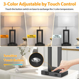 3 Color Temperatures Table Lamps for Bedrooms Set of 2, 22’’ Touch Control Bedside Nightstand Lamps with 2 USB Ports & AC Outlet, Stepless Dimmable Lamps with White Shade, Modern Lamps for Living Room Kondras
