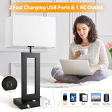 3 Color Temperatures Table Lamps for Bedrooms Set of 2, 22’’ Touch Control Bedside Nightstand Lamps with 2 USB Ports & AC Outlet, Stepless Dimmable Lamps with White Shade, Modern Lamps for Living Room Kondras