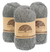 (3 Small Gorgeous Skeins) Alpaca Yarn Blend Umayo [657 Yards Total], #2 Fingering (Grey) AndeanSun