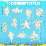 30 Piece Unfinished Wood Cutouts Ocean Animals Wooden Kid DIY Craft Art , Octopus, Whale, Dolphin, Seahorse, Fish (3.9 X 0.1 Inch) WoodArtSupply